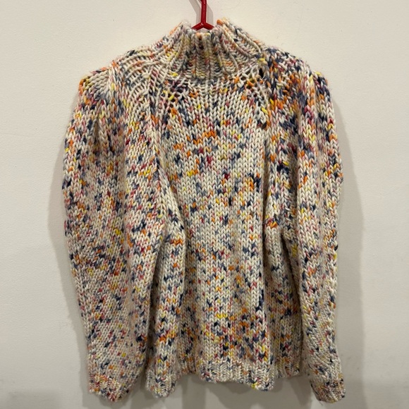 Ulla Johnson Oversized Wool Beige Confetti Mockneck Sweater Size Small - Picture 1 of 6